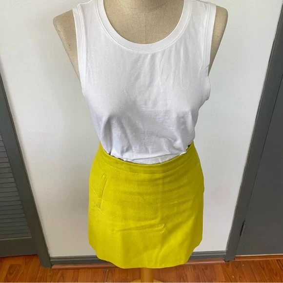 J. Crew Chartreuse Wool Mini Skirt - Picture 3 of 9